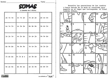 01 Sumas 3 sumandos de 1 dígito sin llevar Horizontal-p